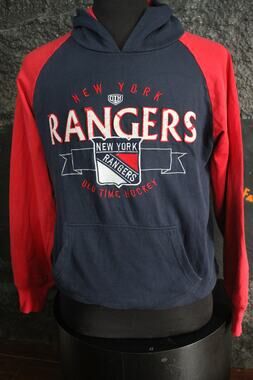 NHL New York Rangers Hoodie Mens Medium Old Time Hockey Pullover Navy Red